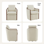 CHITA Upholstered Dining Chairs Set of 2 with Hidden Casters, Modern Dining Chair with Backrest & Wood Armrest, Chenille Barrel Chairs for Dining Room, Kitchen Chairs Fully Assembled, Cream