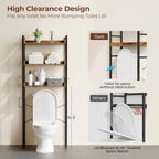 Rolanstar Over The Toilet Storage Rack, 3-Tier Bathroom Organizer Shelf Over Toilet with Adjustable Shelves and Basket Bathroom, Freestanding Space Saver, Rustic Brown