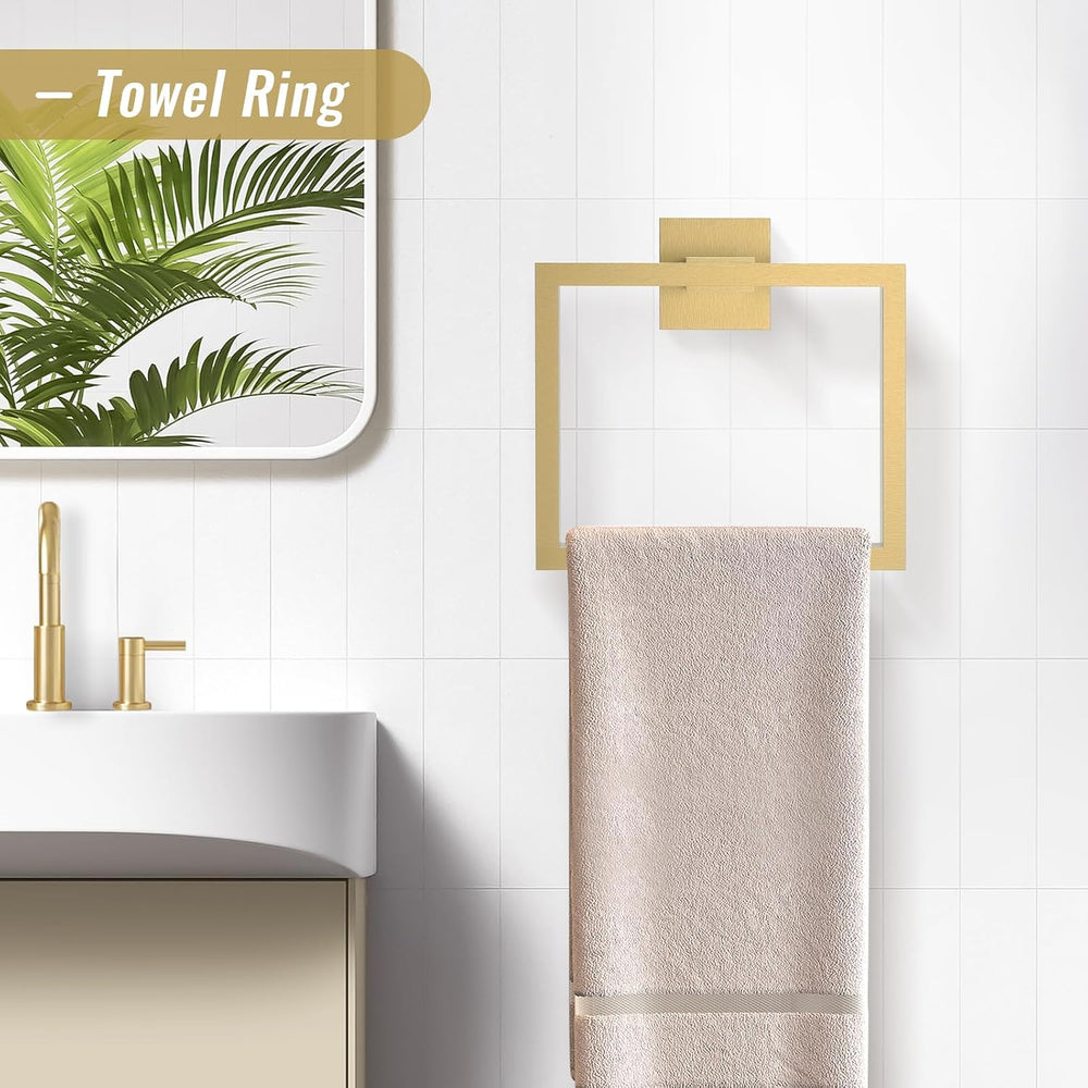 YACVCL Brushed Gold Bathroom Hardware Accessorie Set 23.6 Inch Towel Bar Set ...