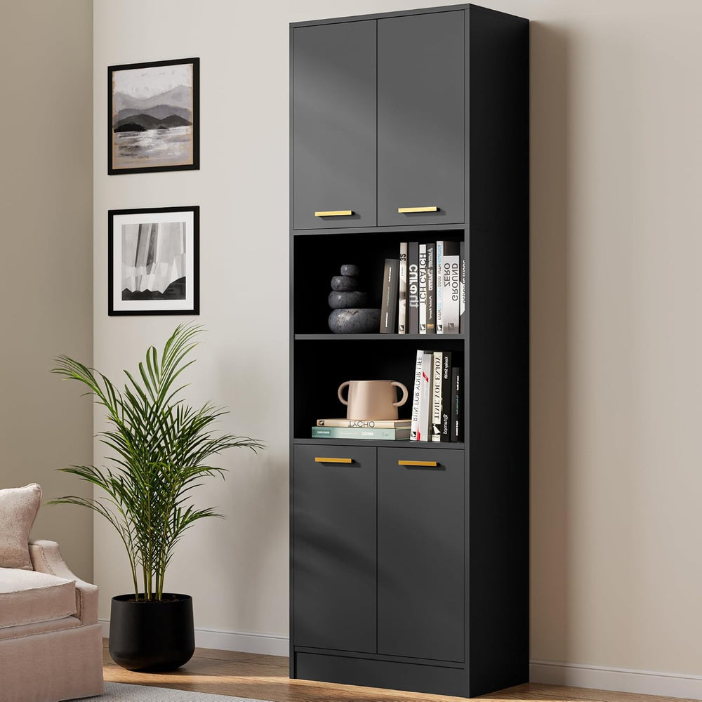 Cozy Castle Kitchen Pantry Cabinet, 75" Tall Wood Storage Cabinet with D...