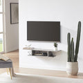 GHC Floating TV Stand, Wall Mounted Entertainment Center and Cabinet Shelf, TV Console with Storage, Media Console for DVD Player, Space-Saving Under TV Shelf for Bedroom, Living Room (Grey)