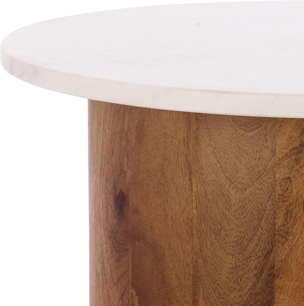 SAFAVIEH Home Collection - Kappie Round Accent Table with White Marble Top &a...