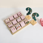 GemeShou Golden coated earring display stand for selling, velvet stud earring holder for jewelry display, Jewlery earring storage organizer tray, studs holder jewelry organizer【Earring holder-Pink】