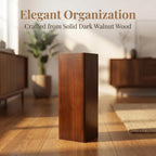 OUNONA Solid Wood Umbrella Stand Elegant Entryway Organizer for Indoor and Outdoor Use Heavy Duty Umbrella Holder for Lobbies Dark Walnut