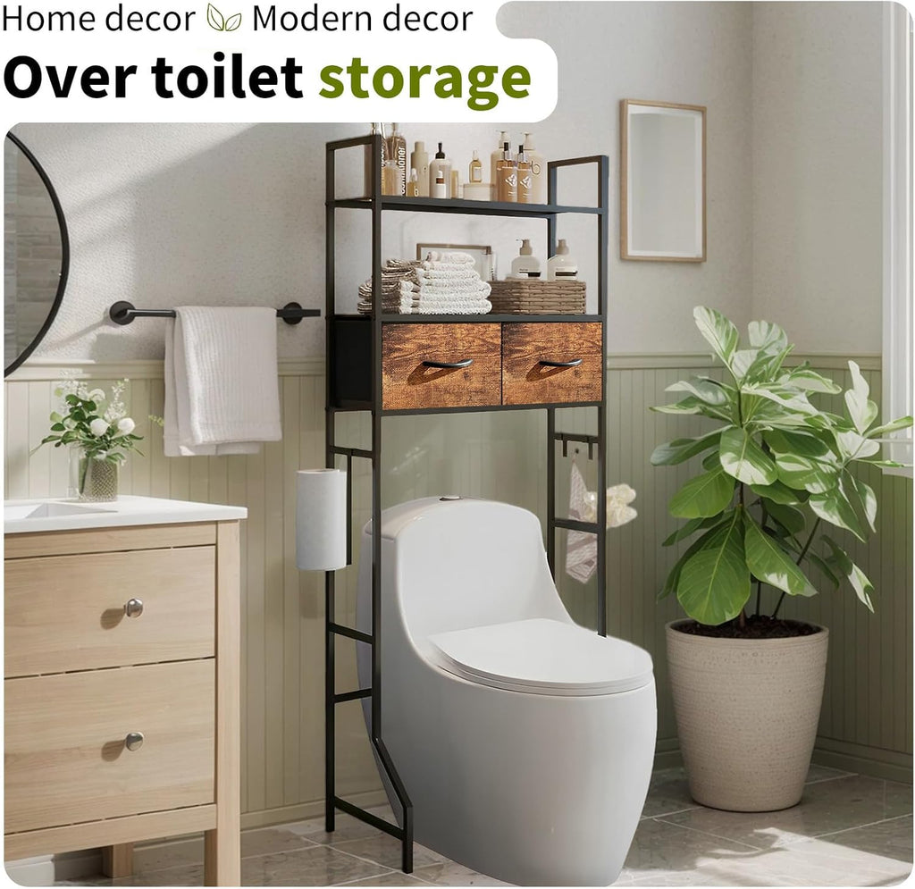 Over The Toilet Organizer,Bathroom Shelves Behind Toilet Organizer, Space-Saving Over Toilet Shelf for Bathroom Organizers and Storage