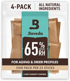 Boveda 65% Two-Way Humidity Control Packs For Aging & Long-Term Storage in Plastic & Wood Boxes – Size 60 – 4 Pack – Moisture Absorbers – Humidifier Packs – Hydration Packets in Resealable Bag