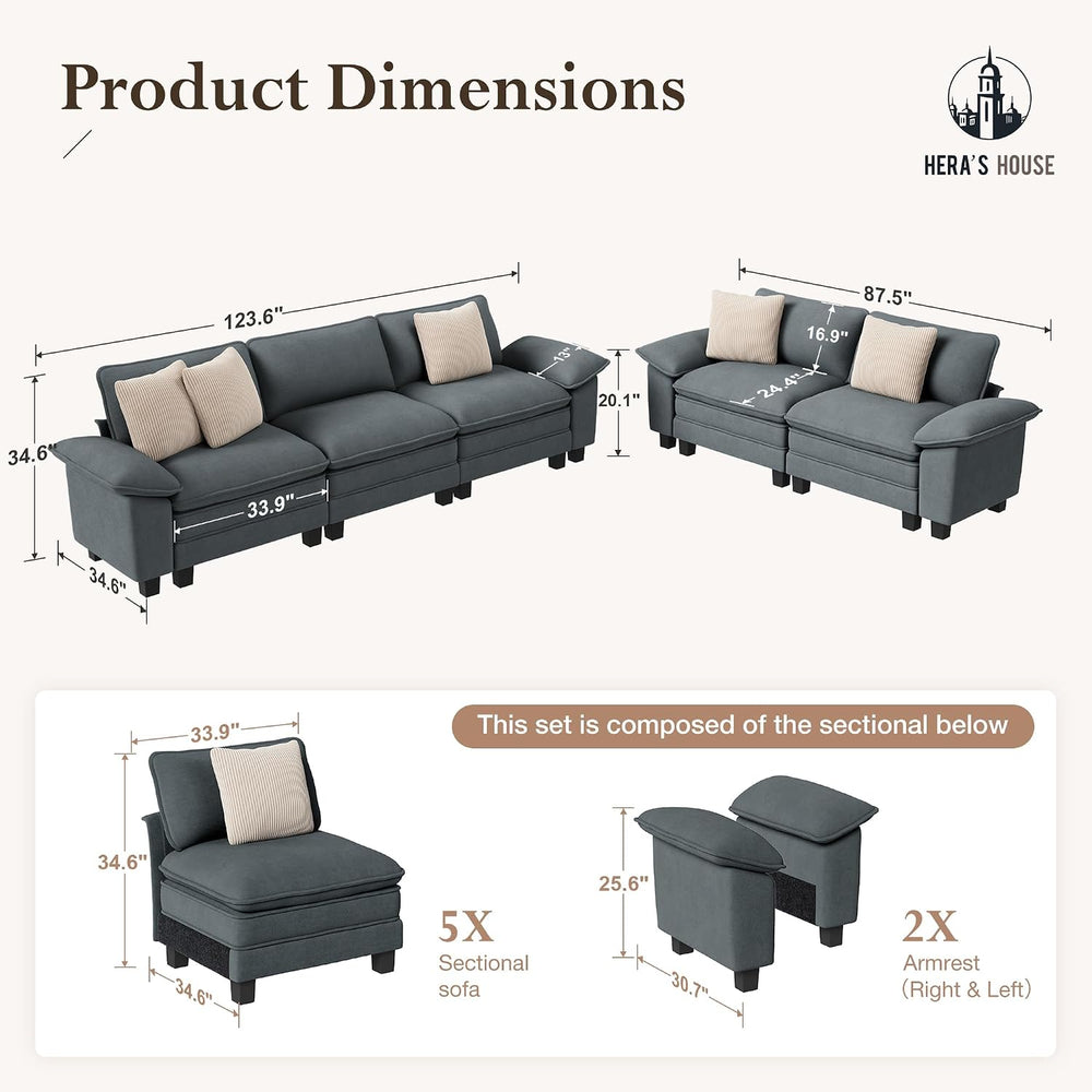 HERA'S HOUSE 2 Pieces Modular Loveseat Couch & 3-Seat Sectional Sofa Set