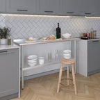 AmGood 14 in. x 60 in. Stainless Steel Work Table with 1.5 in. Backsplash | Metal Kitchen Food Prep Table