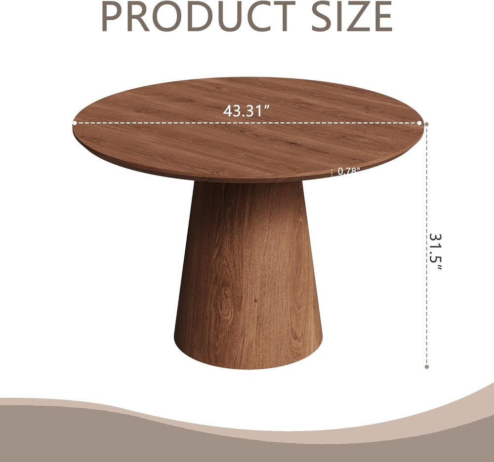 JUSTONE 43.3" Round Dining Table for 4-6,Wood Farmhouse Rustic Kitchen T...