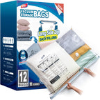TAILI 12 Pack Vacuum Storage Bags, LONG SIDE ZIP (39x28 inch) Vacuum Seal Bags for Clothing, Jumbo Storage Space Saver for Beddings, Comforters, Blanket, Pillows and Clothes