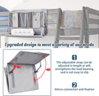 Bedside Storage Organizer with Power Strip Holder and Adjustable Straps Bed Hanging Bag for Home Bunk Bed Dorm Sofa (Light Gray)