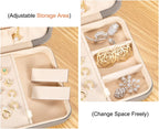 LANDICI Small Jewelry Box for Women Girls, PU Leather Travel Jewelry Case, Portable Jewelry Organizer Storage Holder Display for Ring Earrings Necklace Bracelet Bangle Men Kids Gift, Grey