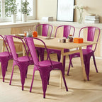 Furmax Metal Dining Chair Indoor Outdoor Use Stackable Classic Trattoria Chair Chic Dining Bistro Cafe Side Metal Chairs Set of 4