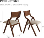 Folding Dining Chairs Set of 2, Upholstered Kitchen Chair with Padded Seat & Wood Backrest, Modern Side-Chair with Wood Legs for Home Office Living Room,No Assembly Needed,Walnut