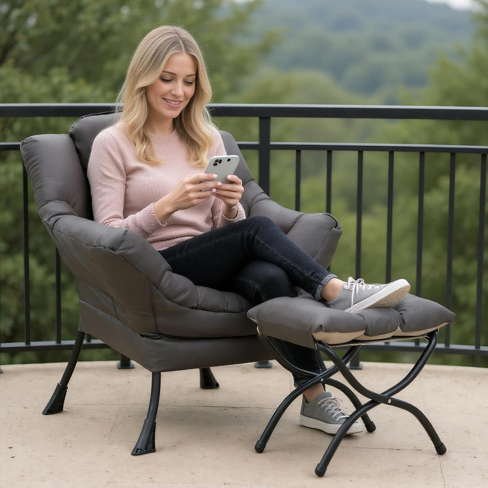 Lazy Chair with Ottoman, Modern Accent Chair Contemporary Sofa Chair with Arm...