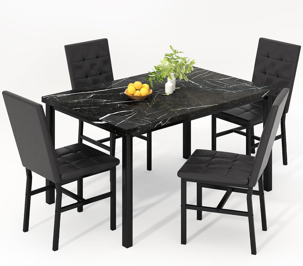 Hooseng Kitchen Table Set 5 Piece Dining Room Table Set Marble Dining Table 4...