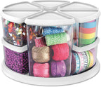 Deflecto Rotating Carousel Craft Organizer, 9-Canister, Includes 3" and 6" Canisters, Removable, Clear, Lids