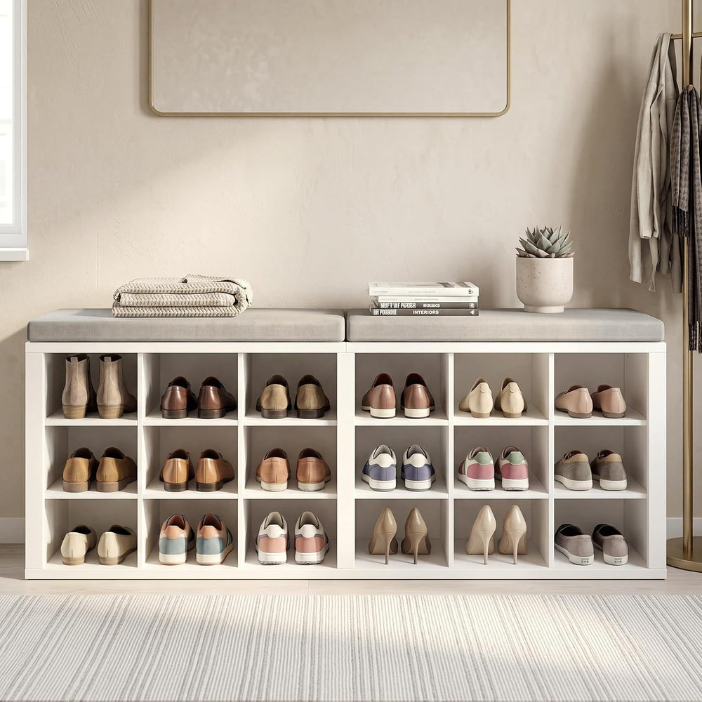 AMONIDA Shoe Storage Bench with Cushion, Entryway Bench with Shoe Storage,18 ...