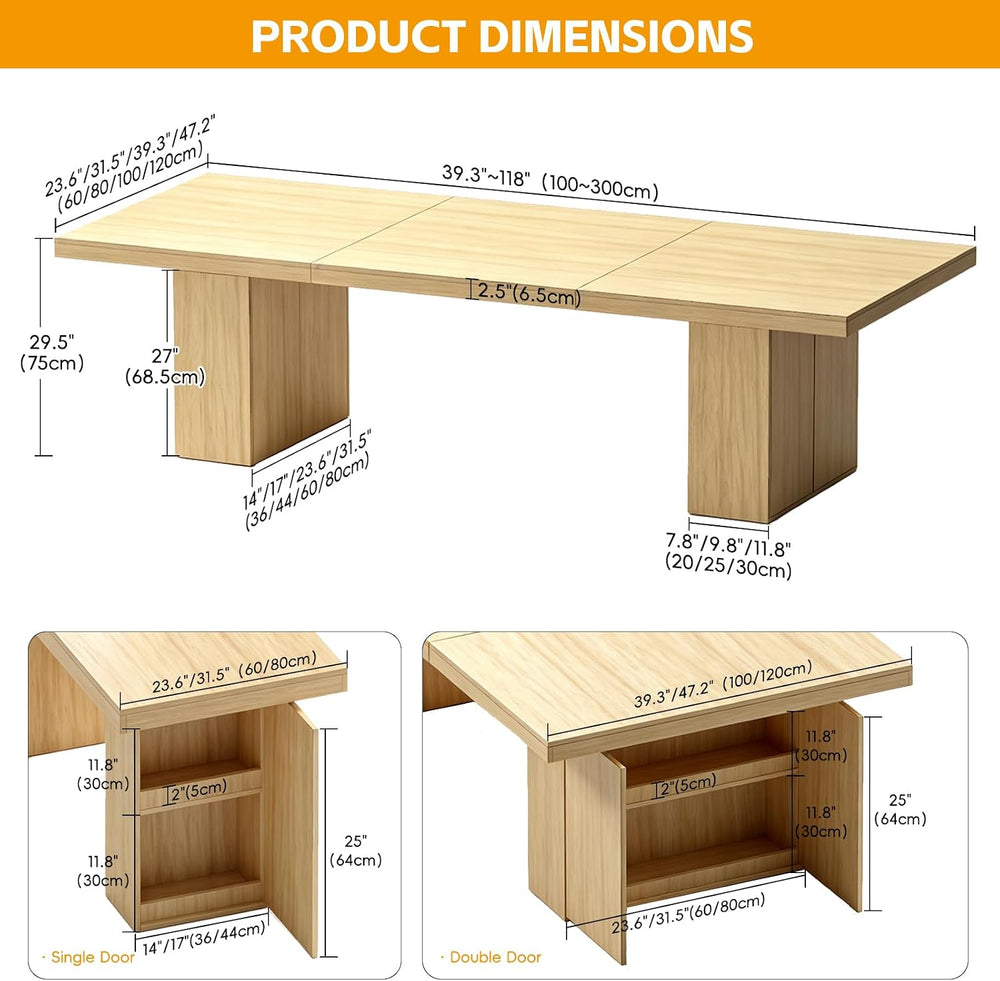 Dining Table for 4-12 People, Modern Wood Kitchen Table with Storage Cabinets...