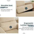 Swivel Rocker Recliner, Oversized Manual Nursery Glider Rocking Recliner Chair with Removable Cushion, Upholstered Corduroy Swivel Reclining Chair for Nursery Living Room Bedroom, Camel