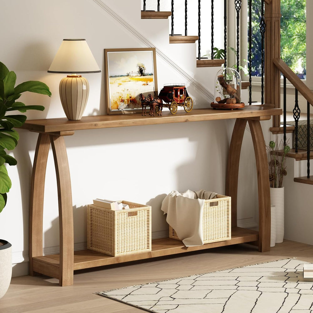 HOKYHOKY Solid Wood Console Table, 63" Long Farmhouse Entryway Tables Na...