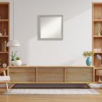 Amanti Art Grey Wall Mirror 22x22 Woodgrain Stripe Grey Square Bathroom Mirror for Wall Decor Living Room, Medium Casual Wood Frame, Hangs Horizonally and Vertically, Bathroom Decor, Beveled Edge