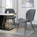 Dining Chairs Set of 2 Modern Velvet Dining Room Chairs Upholstered Dining Chairs with Thick Cushions Metal Legs Armless Back Chair for Kitchen and Living Room Dark Gray