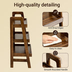 Haotian Solid Wood Ladder Shelf, 3-Tier Walnut Ladder Bookshelf, Small Open Storage Shelf with Anti-Slip Edges, Compact Narrow Bookshelf for Small Spaces, Bedside Table DJ-FRG001