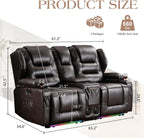 Loveseat Power Recliner Sofa Couch Electric Reclining Sofa Chair for Living Room with Multi-Function Console/Cup Holders/LED Ambient Light
