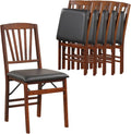 POWERSTONE Folding Dining Chairs Set of 6, Slat Back Foldable Kitchen Chair | PVC Padded Cushions, Solid Wood Frame, No Assembly, 400 LBS Capacity for Dining Room Apartment Small Spaces
