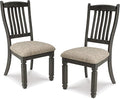 Signature Design by Ashley Tyler Creek Dining Room Upholstered Side Chair, 2 Count, Solid Wood, 19.25" H, Black and Grayish Black