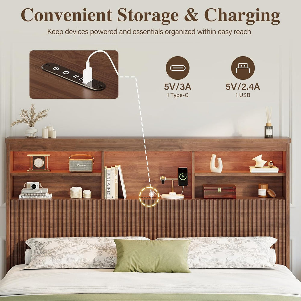 Queen Size Bed Frame with 4 Storage Drawers