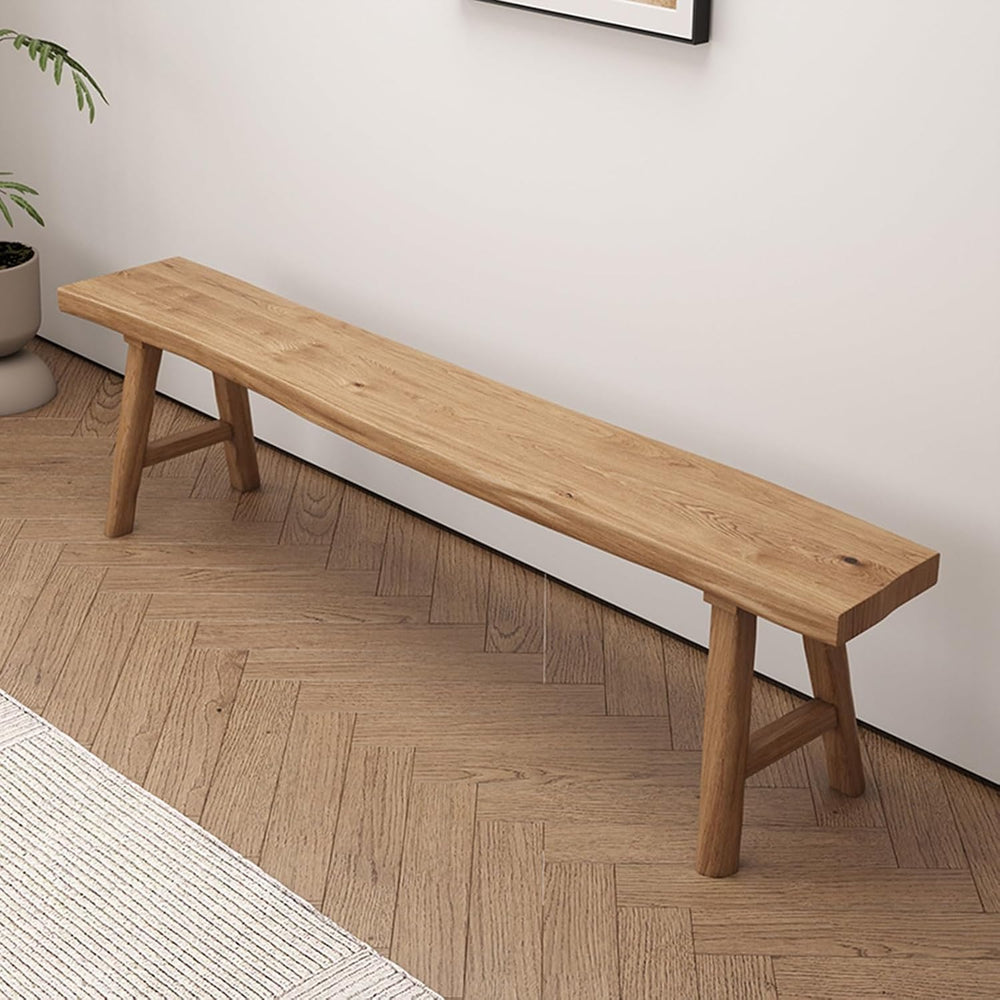 Farmhouse Wooden Bench, Long Rustic Indoor Storage Bench for Entryway, Narrow...