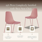 Poly & BARK Isla Modern Kitchen Chairs Set of 4 - Plastic Dining Chair with Metal Legs - Quick Assembly Simple Cafe Chairs Plastic for Indoor or Outdoor - Blush Pink