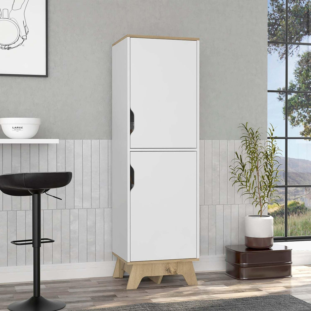 British Single Kitchen Pantry, Four Storage Shelves, Double Doors Cabinets fo...