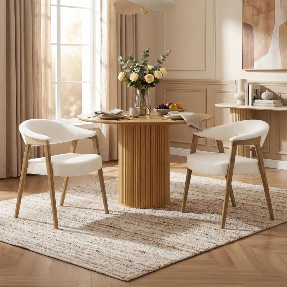 CIMOTA Upholstered Dining Chairs with Arms Set of 2, Mid Century Modern Kitch...