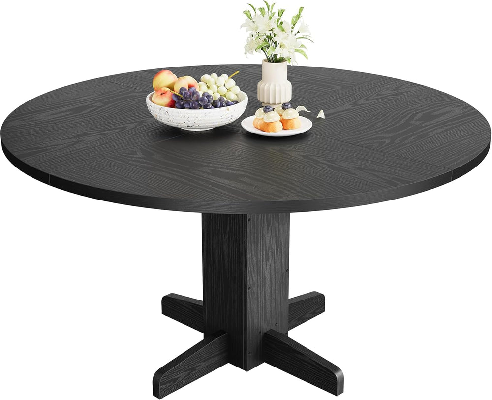 IDEALHOUSE Round Dining Table for 4-6 People, 47" Wood Kitchen Table wit...