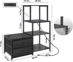 Mini Fridge Stand with Storage, Microwave and mini Fridge Stand with Power Outlet, Coffee Bar,Kitchen Baker,for Dorm,Office(Black)