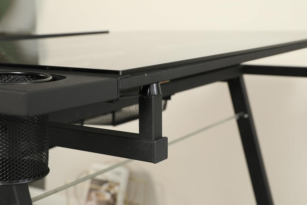 Adjustable Drawing Table for Artists | Drafting Desk with Tilted Glass Top | ...