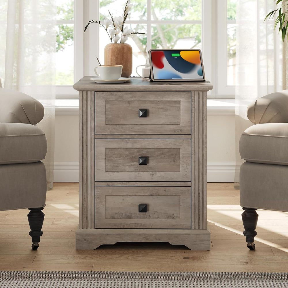 RALGEND Nightstand Set of 2, Night Stand with 3 Drawers, 18 Inch Wide End Tab...