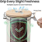 Veken Coffee Canister, 39OZ Large, Airtight Stainless Steel Food Storage Container for 2.2lbs Coffee Beans, Ground, Sugar, Tea, Flour, Cereal, Kitchen Bar Accessories with Date Tracker & Scoop, Cream