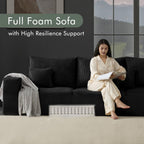 113" Modular Sectional Sofa Boneless U-Shaped Couches for Living Room | Modern Corduroy Cloud Couch Sofa with Memory Foam Deep Seat and Non-Slip Base, No Assembly, Black