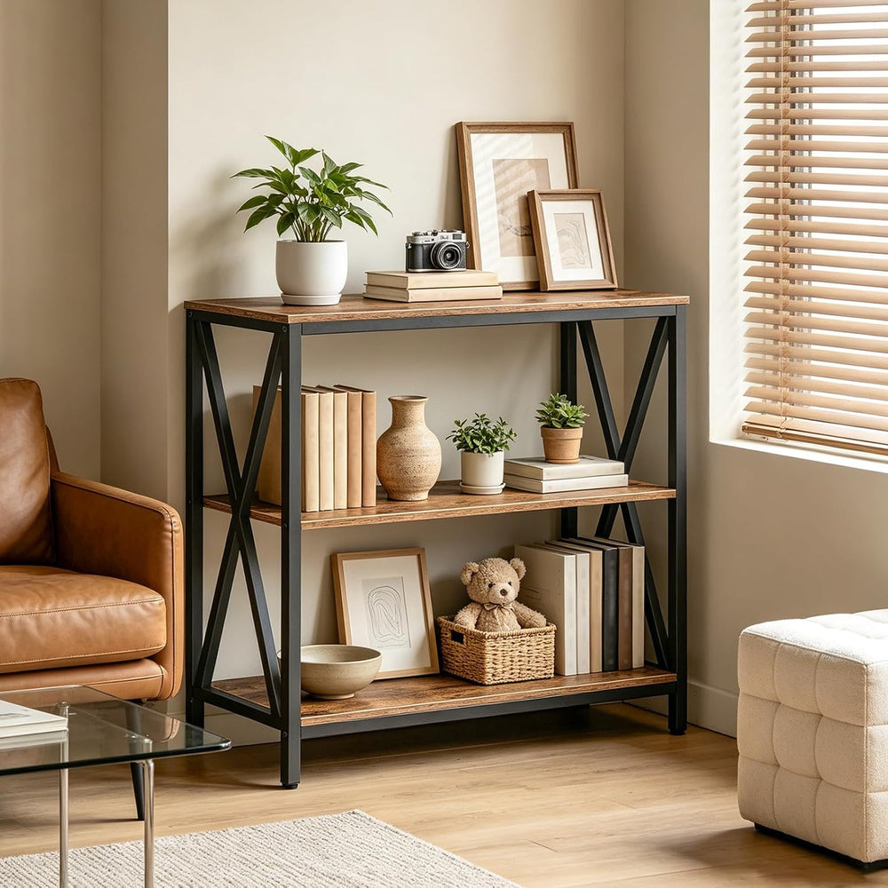 MAHANCRIS 31.5" Sofa Table, Industrial Console Table, 3-Tier Entryway Ta...
