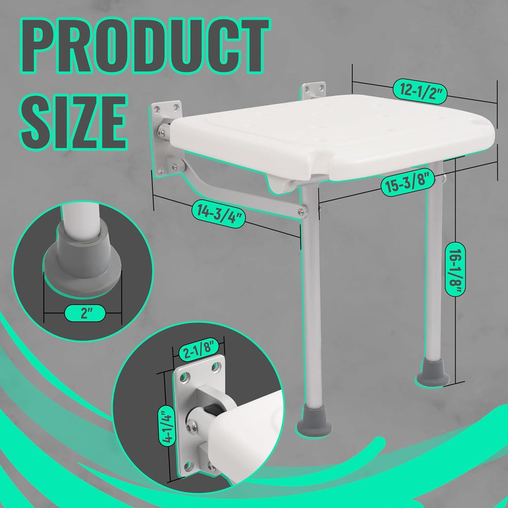 KUAFU Folding Shower Seat, Wall Mounted Bathroom Bathtub Safety Stool,
