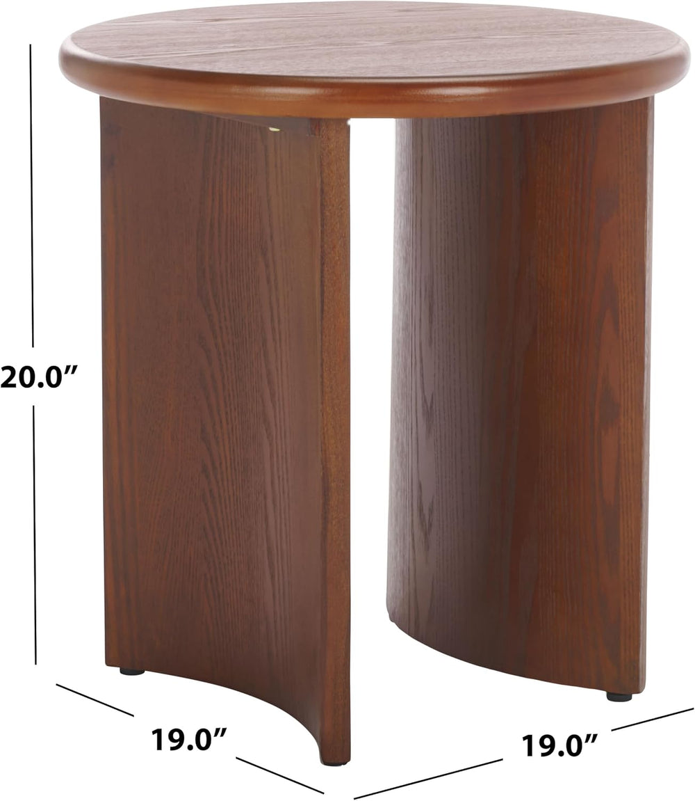 SAFAVIEH Home Collection Alanka Walnut Brown 2-Leg Round Top End Table
