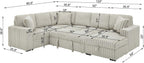 122-Inch Oversized Sectional Sleeper Sofa with Pull Out Bed,Khaki | Plush Corduroy U Shaped Modular Couch Gifts for Men Women, Storage Chaise Lounge and USB Charging Port,6 Seat Sectional Couch