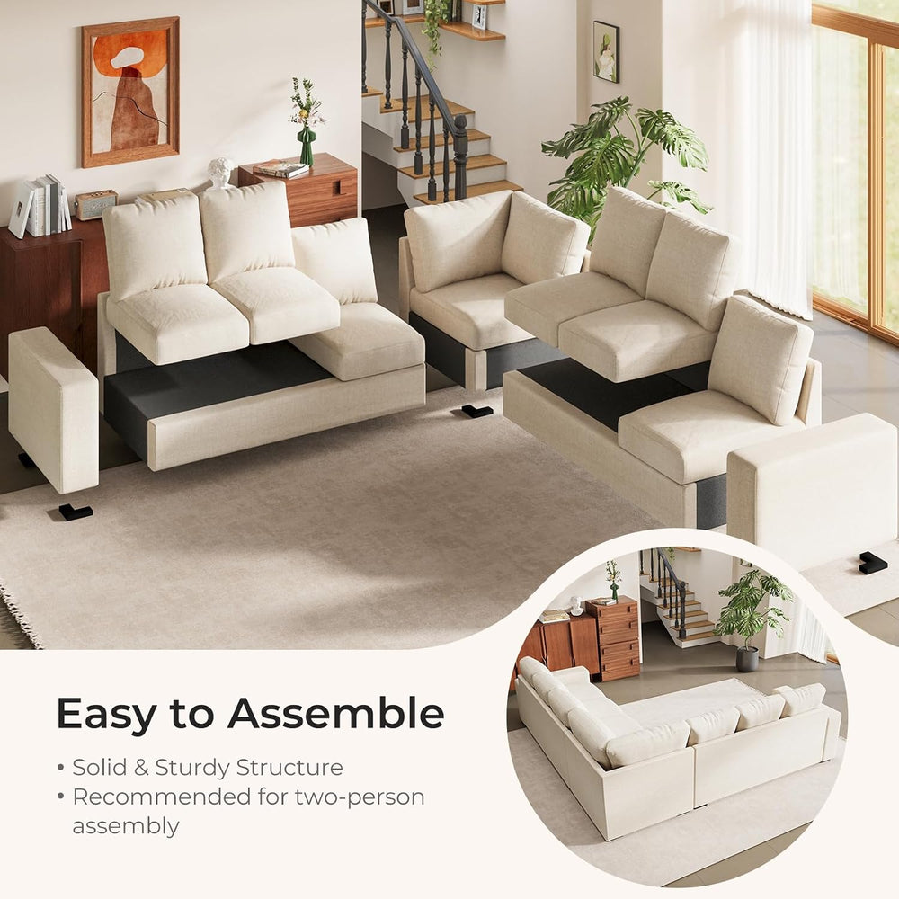ELUCHANG 113" V-Shaped Modular Sectional Sofa Couch, Modern 7-Seat Comfy...