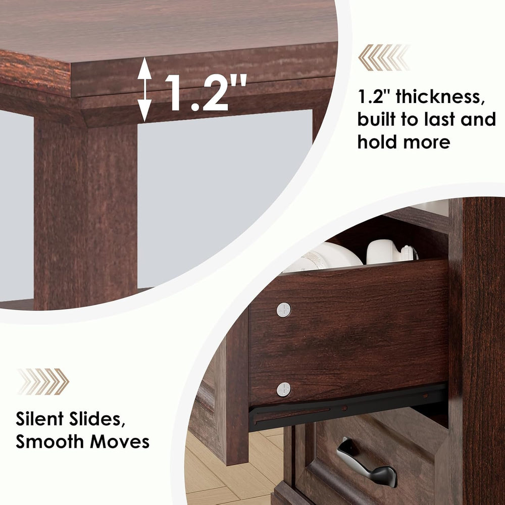 HOMMPA 18'' W Farmhouse Nightstand with Charging Station, Bedside Tab...