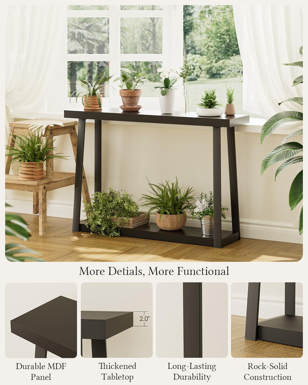 Masupu Console Table with Storage, Sofa Table with Shelf, Narrow Entryway Tab...