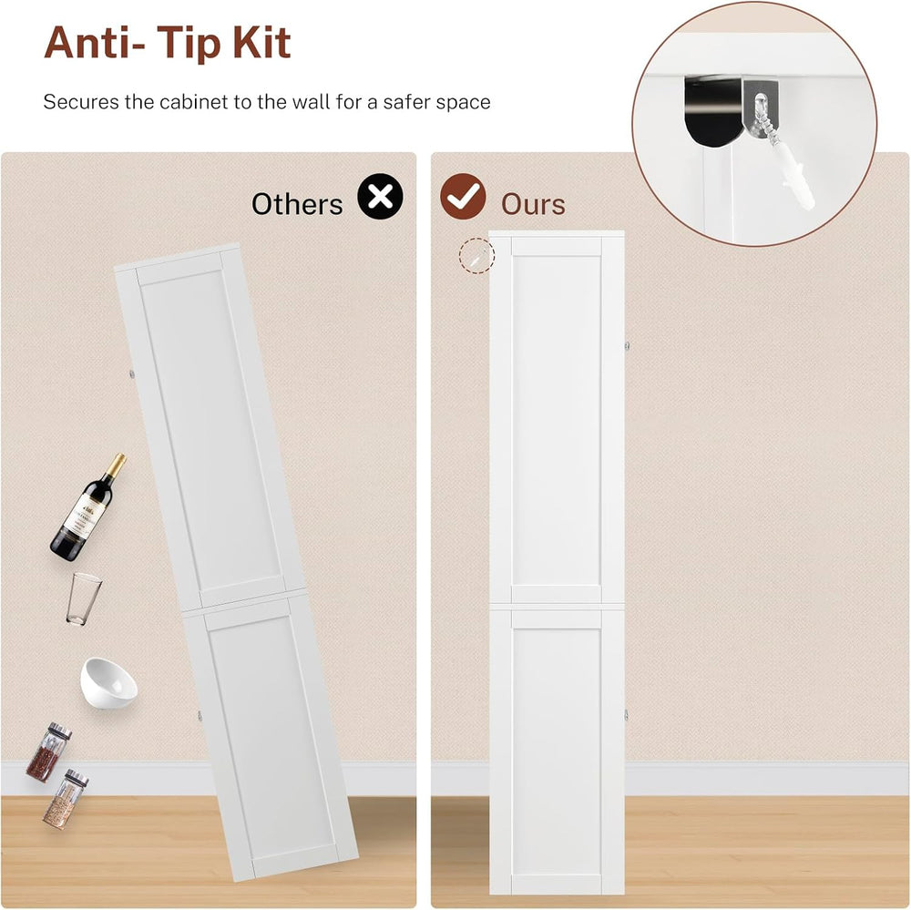 TEENFON Kitchen Pantry Cabinet with Adjustable Shelf, Tall Storage Cabinet wi...